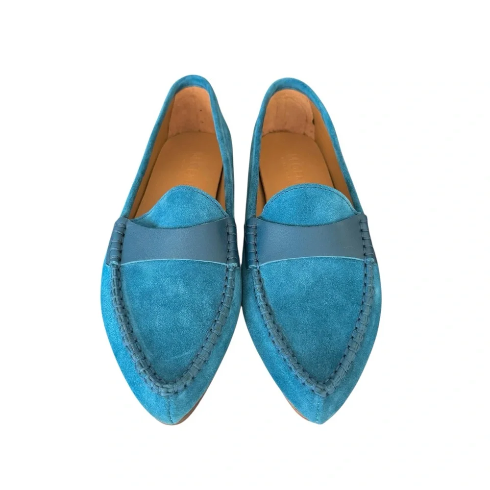 🆕 M. Gemi Pointed Toe Blue Suede Loafers Flats Women’s
